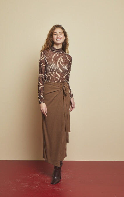 Aria Mocha Wrap Skirt - 2