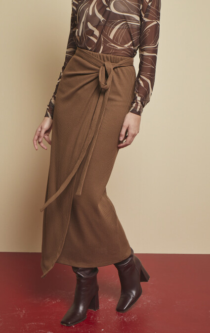 Aria Mocha Wrap Skirt - 4