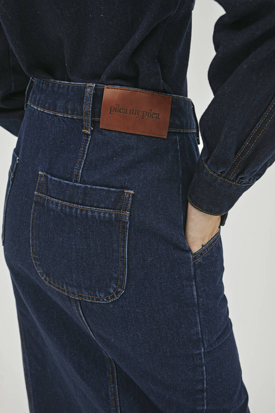 Asimetrik Lacivert Denim Etek - 5