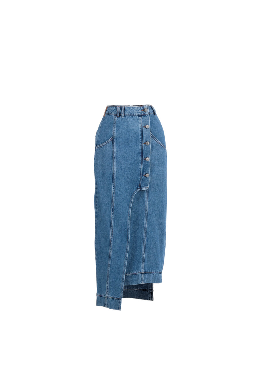 Asimetrik Mavi Denim Etek - 1