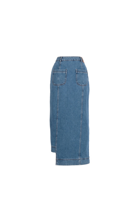 Asymmetric Blue Denim Skirt - 4