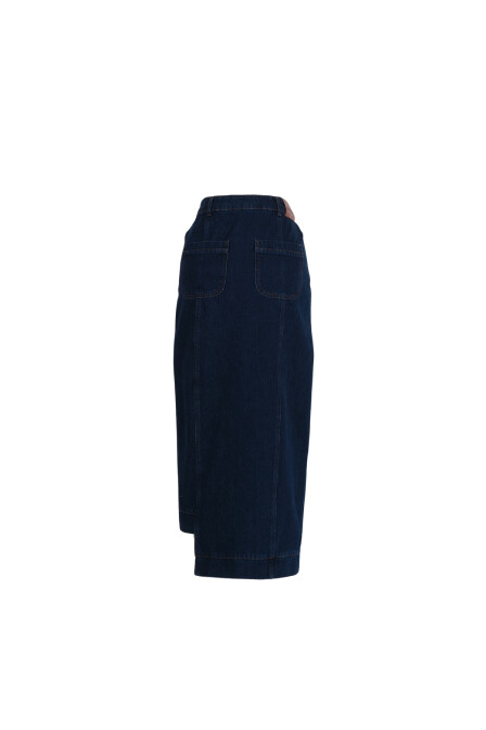 Asymmetric Navy Blue Denim Skirt - 2