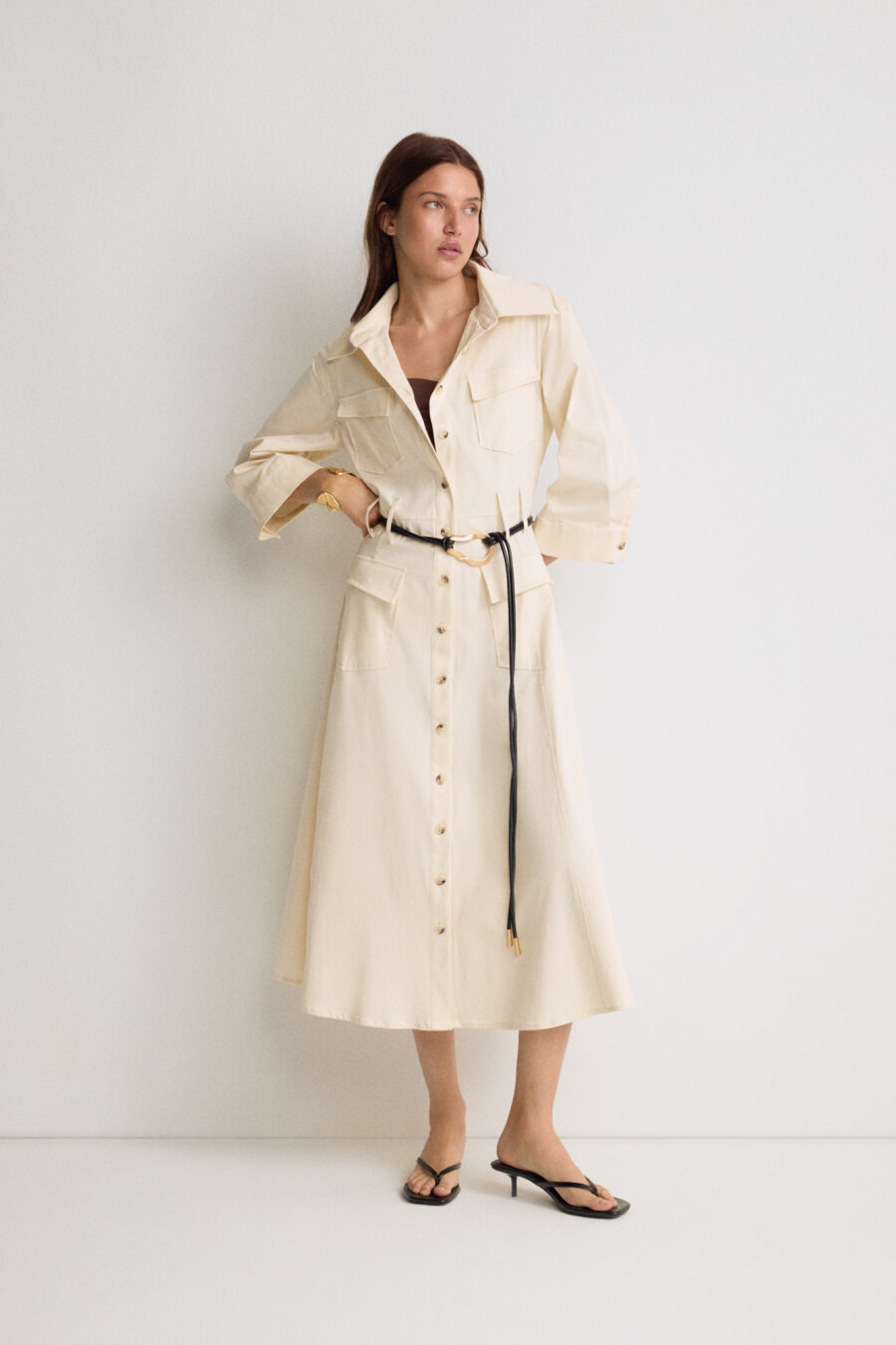 Belted Shirt Dress - 4