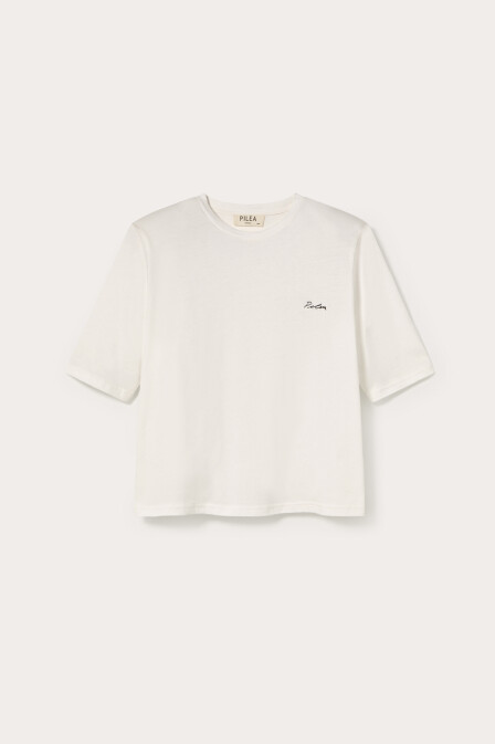 Beyaz Nakış Detaylı Vatkalı Tshirt - 2