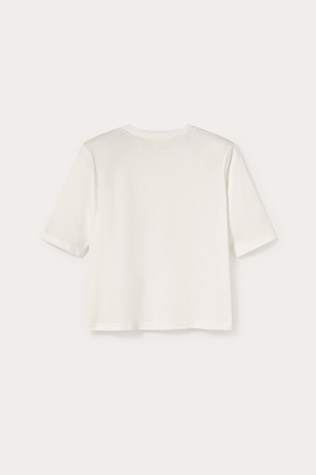 Beyaz Nakış Detaylı Vatkalı Tshirt - 3