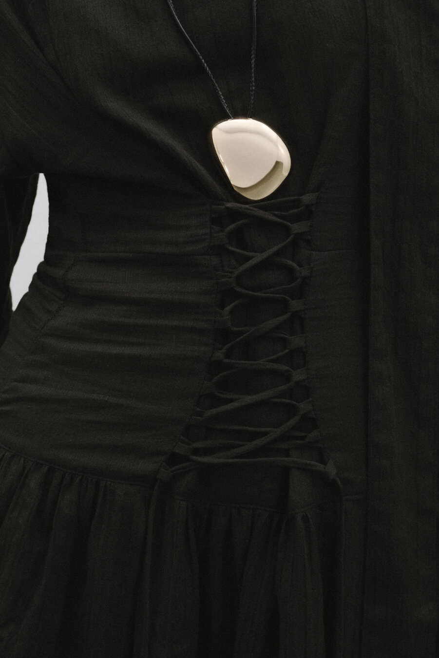 Black Dress with Adjustable Waist Corset - 5