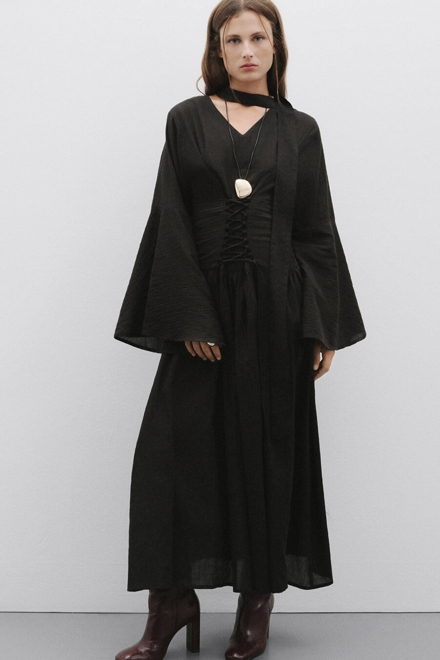Black Dress with Adjustable Waist Corset - 2
