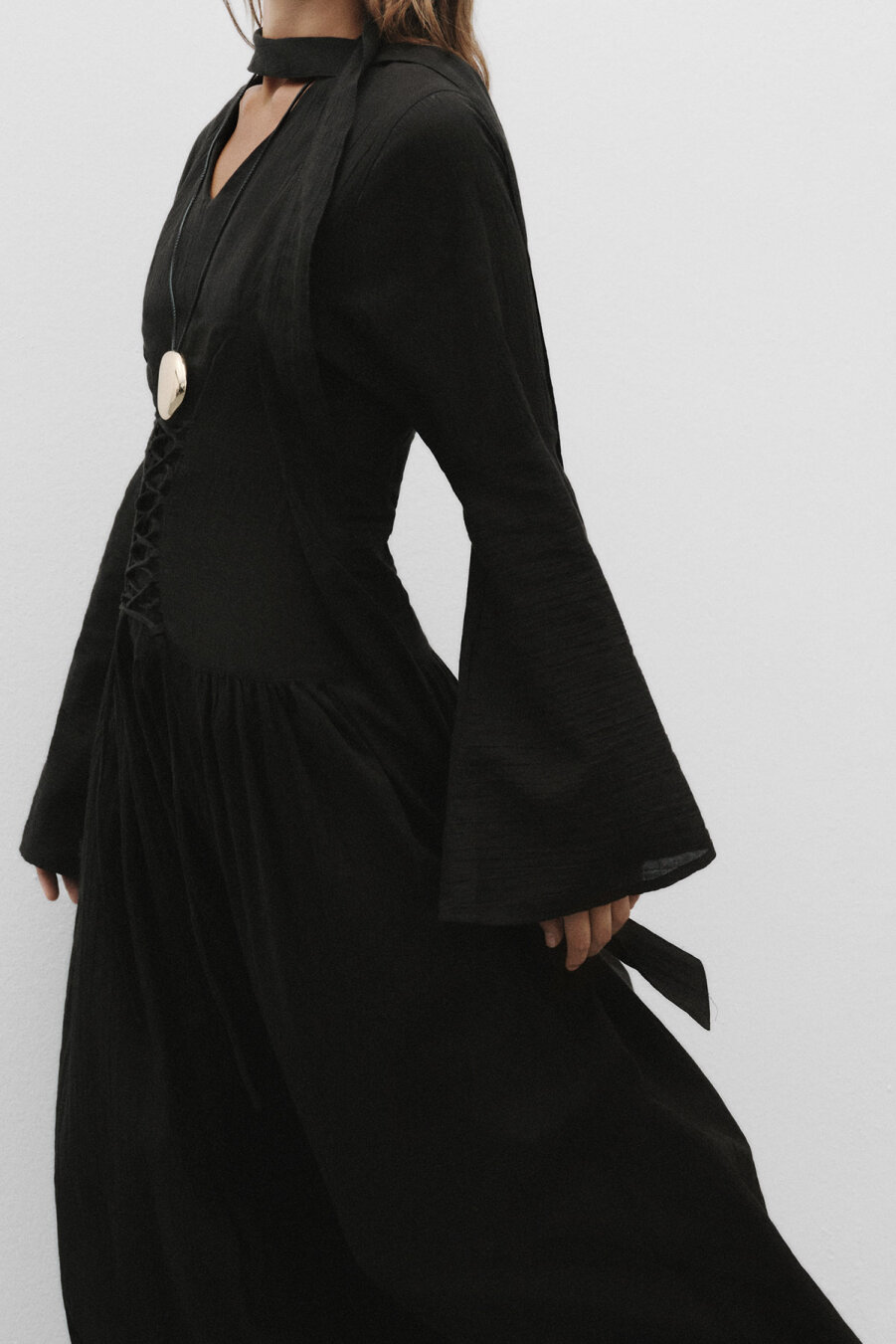 Black Dress with Adjustable Waist Corset - 3
