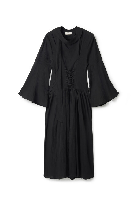 Black Dress with Adjustable Waist Corset - 6