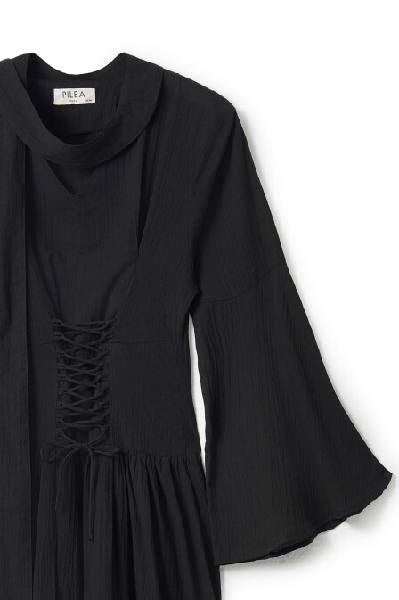 Black Dress with Adjustable Waist Corset - 8