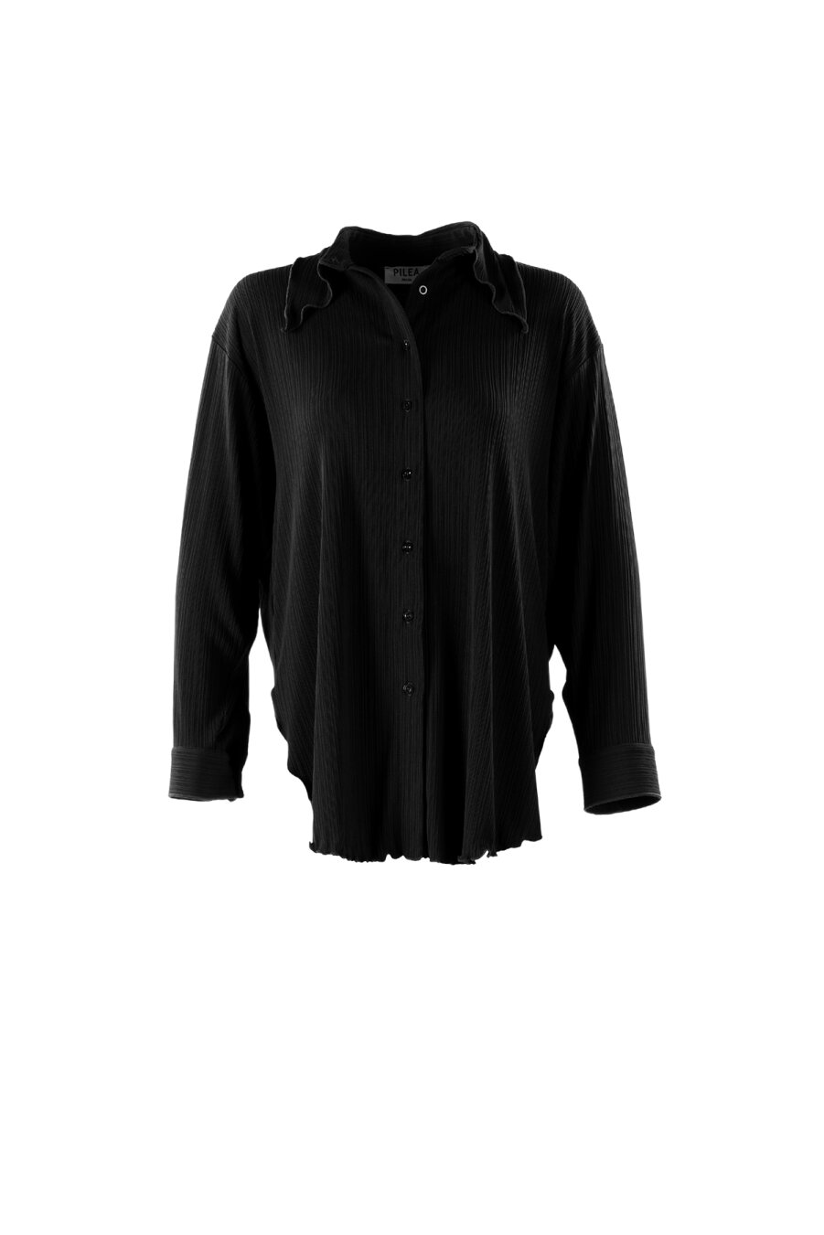 Black Pleated Knitted Shirt - 3