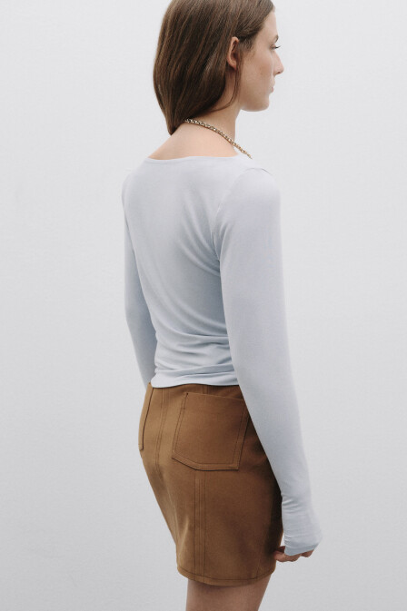 Blue Asymmetrical Blouse - 4