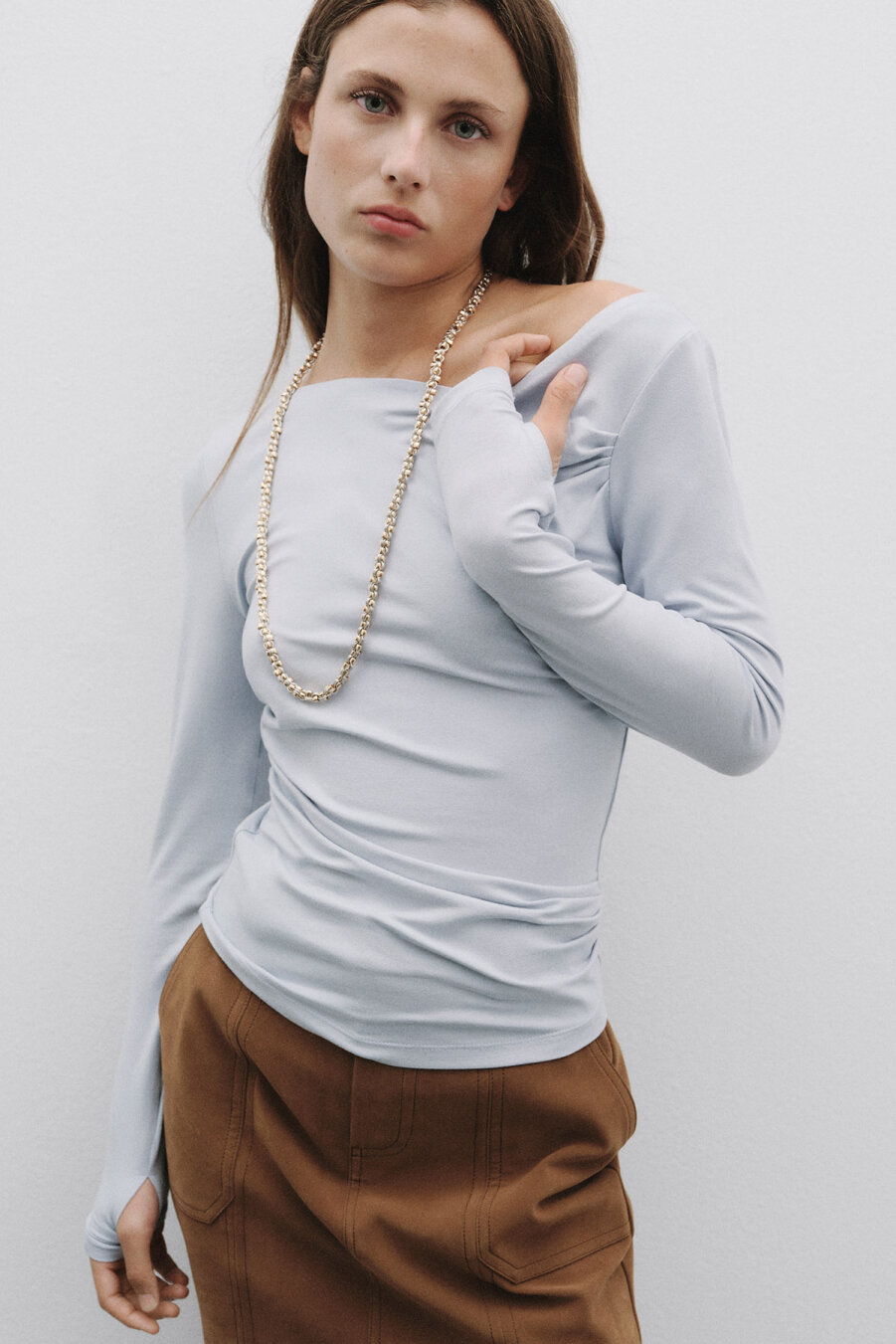 Blue Asymmetrical Blouse - 2