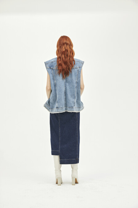 Blue Denim Padded Vest - 5