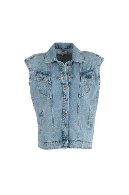 Blue Denim Padded Vest - 1