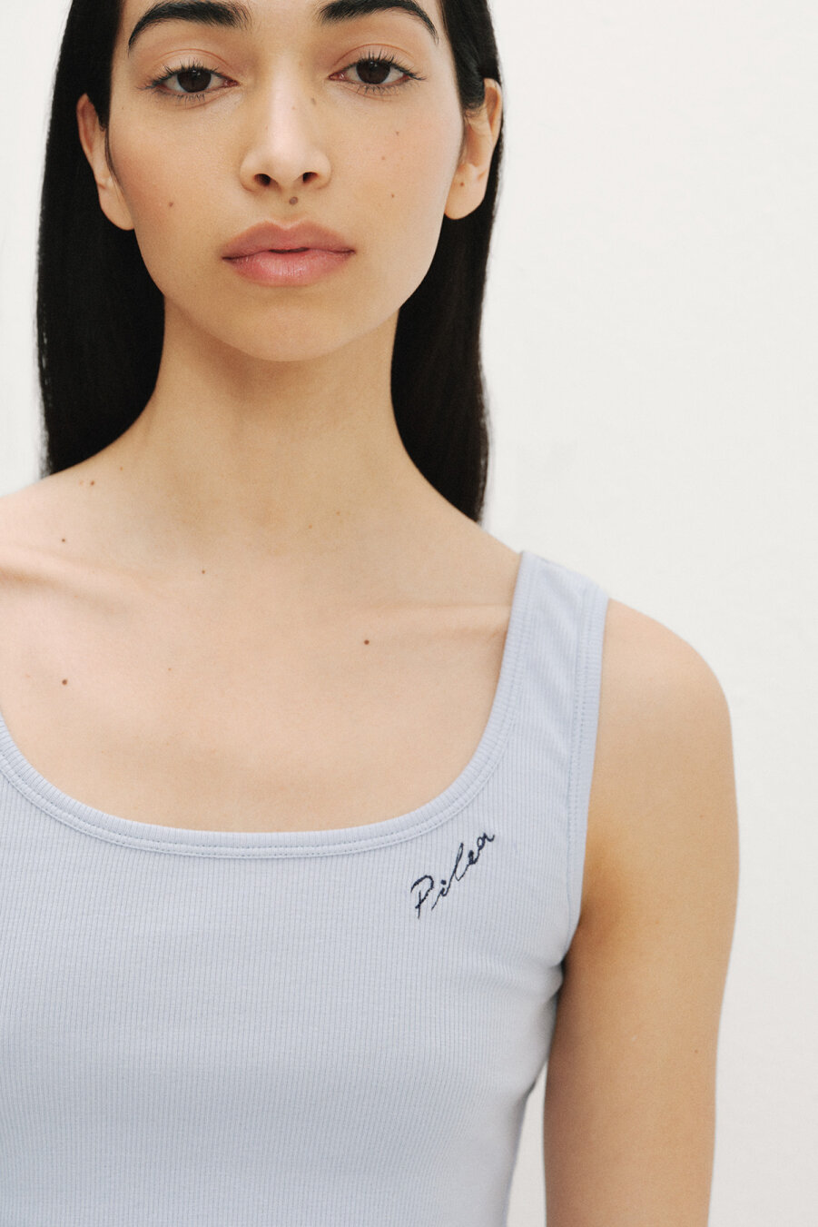 Blue Embroidered Detailed Sleeveless Tank Top - 1