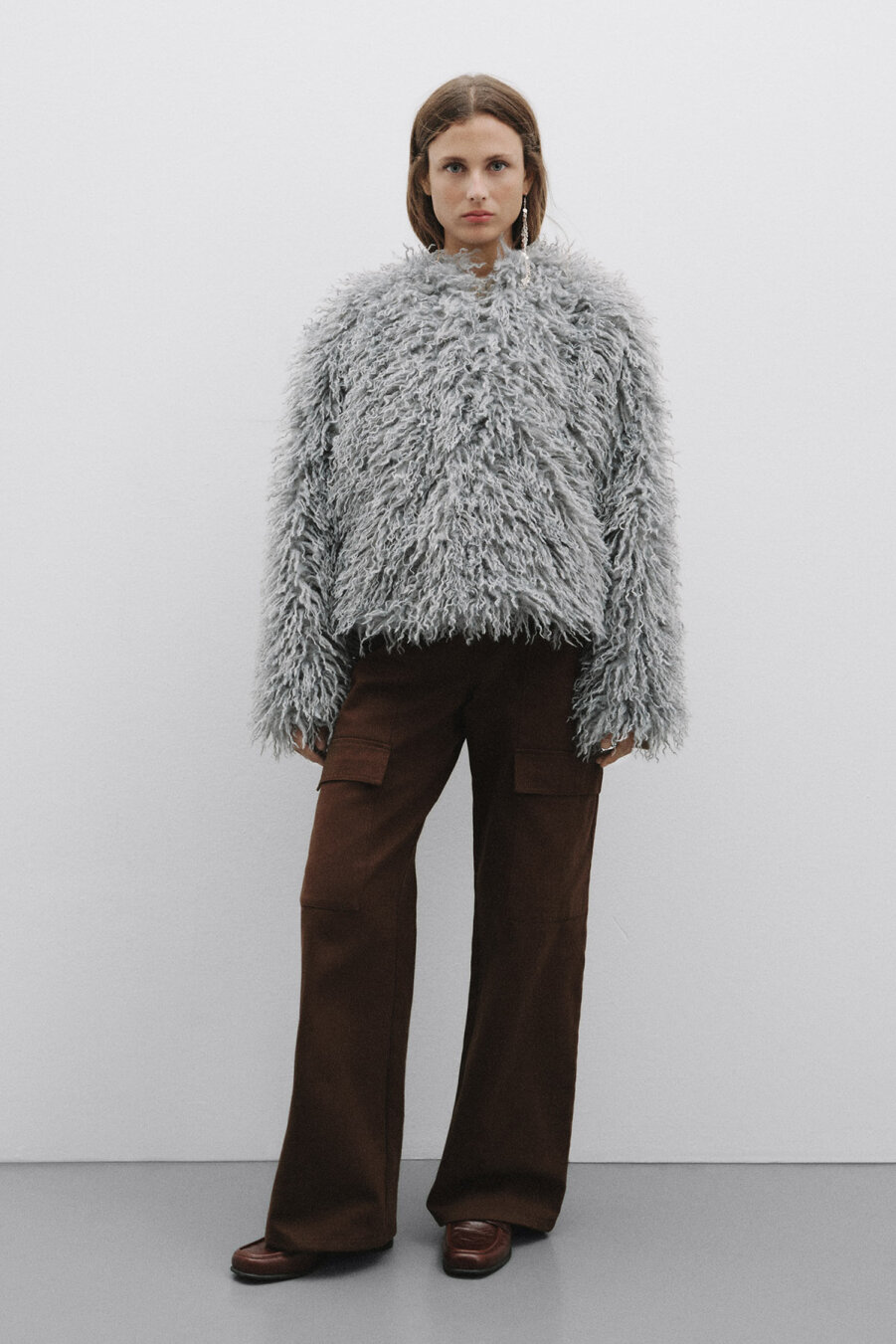 Blue Faux Fur Short Jacket - 2