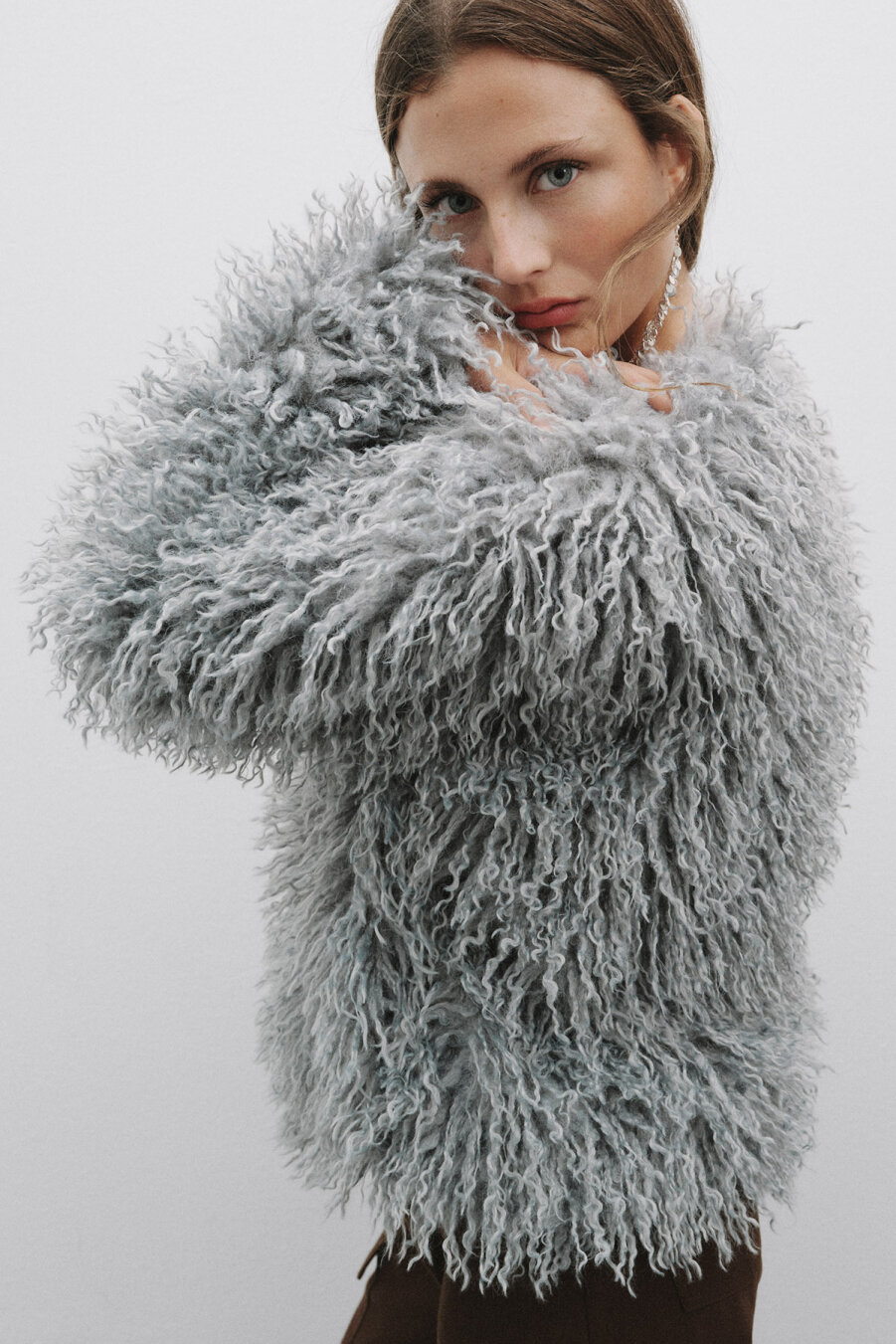 Blue Faux Fur Short Jacket - 3