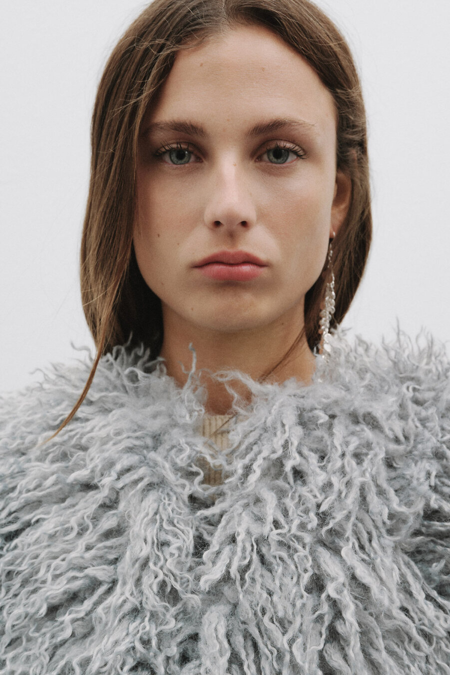 Blue Faux Fur Short Jacket - 4