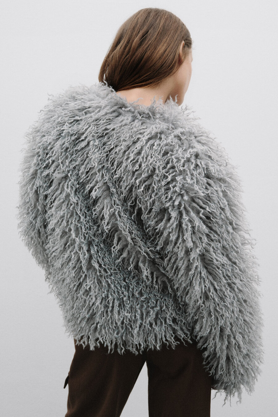 Blue Faux Fur Short Jacket - 5