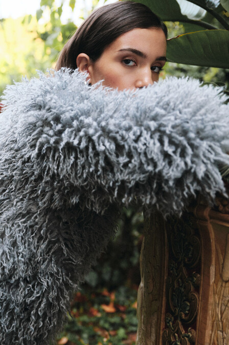 Blue Faux Fur Short Jacket - 1