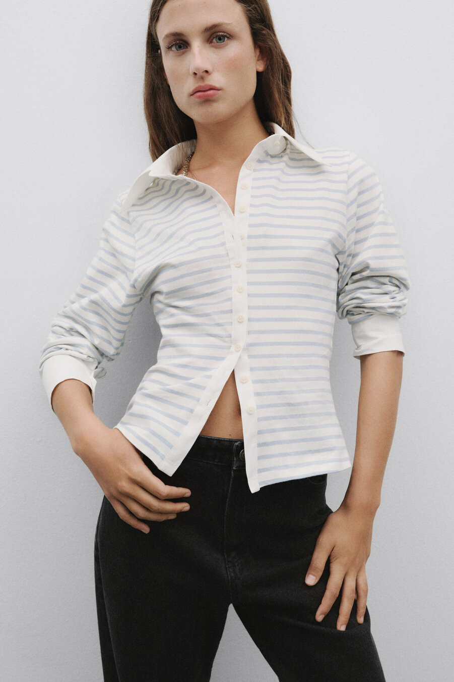 Blue Striped Fit Shirt - 1