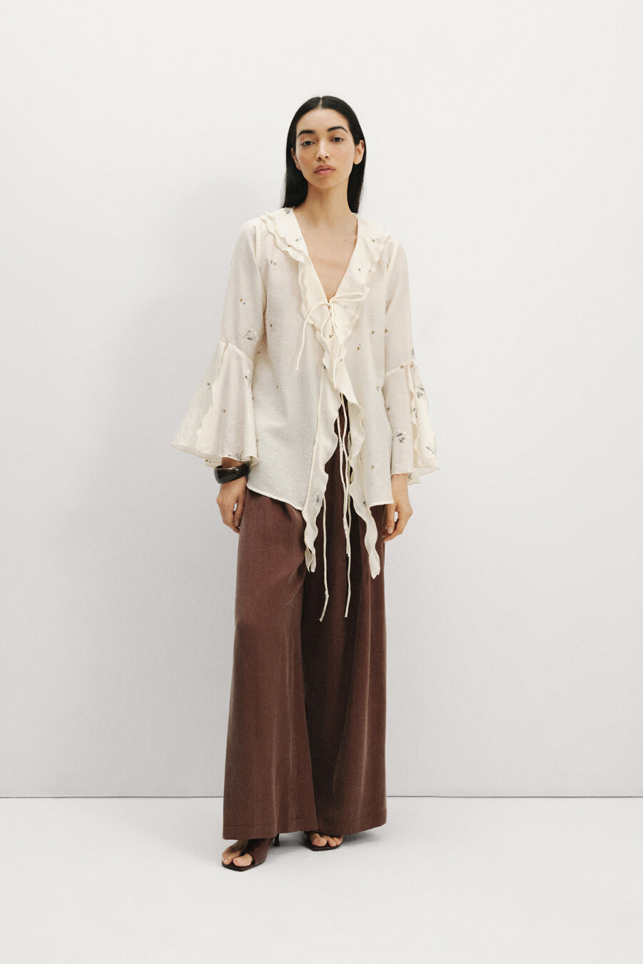 Briella Volanlı Bağlamalı Gömlek - 5