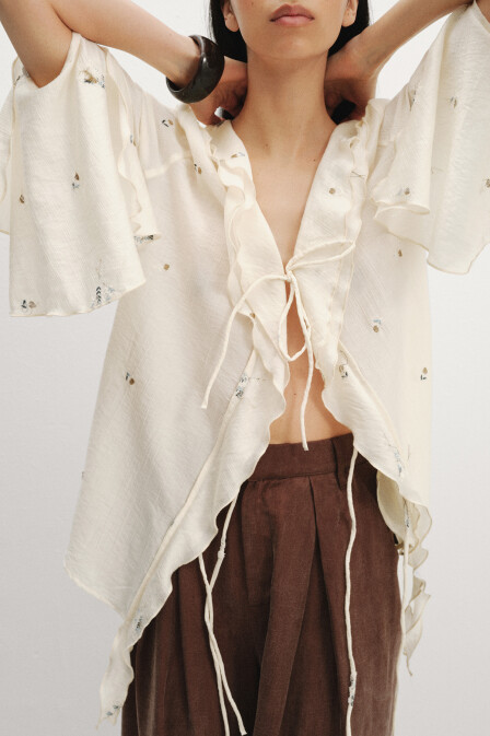 Briella Volanlı Bağlamalı Gömlek - 6