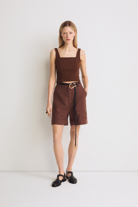 Brown Linen Short - 3