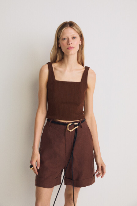 Brown Linen Short - 2