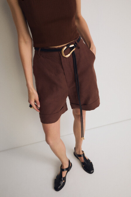 Brown Linen Short - 1