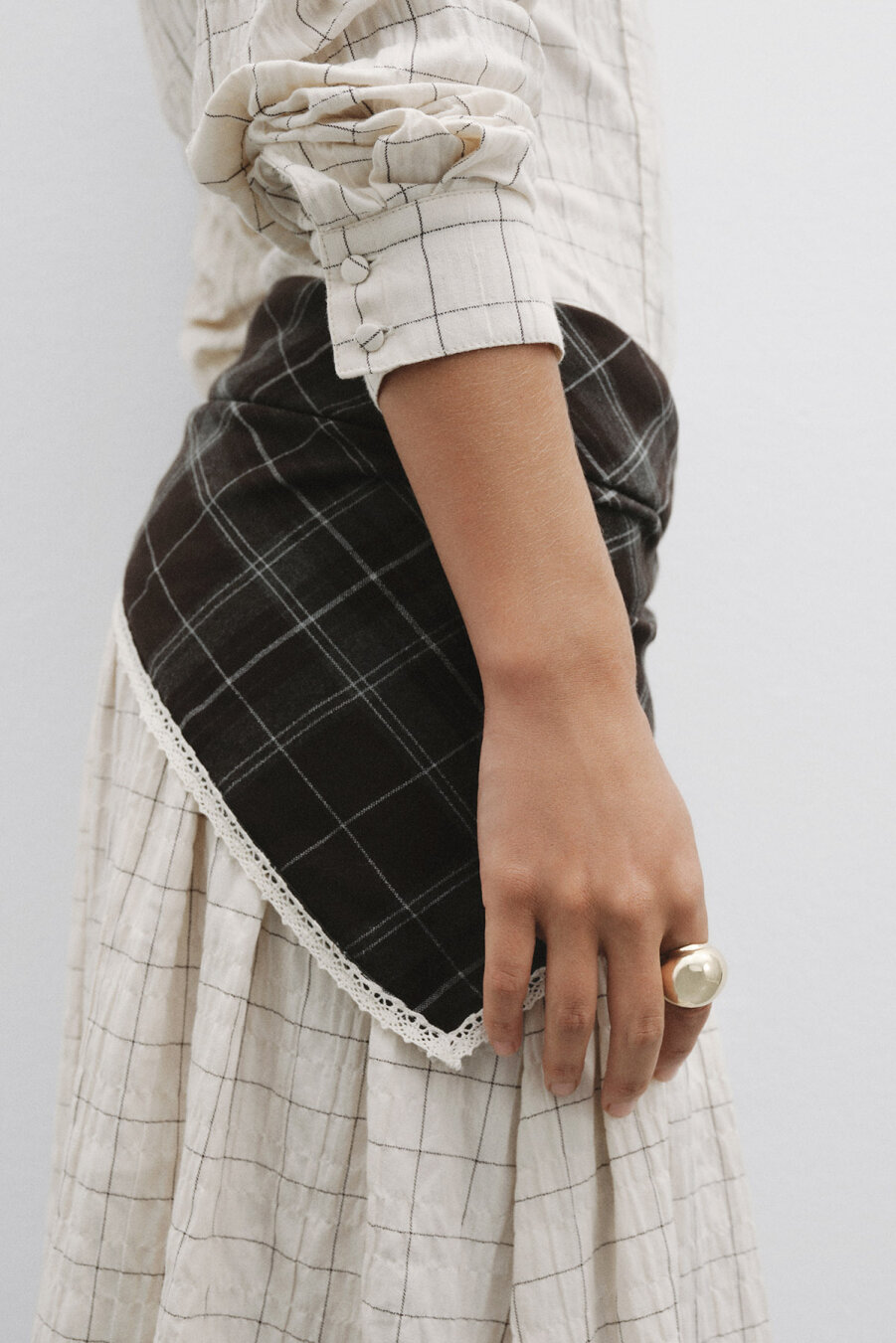 Brown Plaid Scarf - 1
