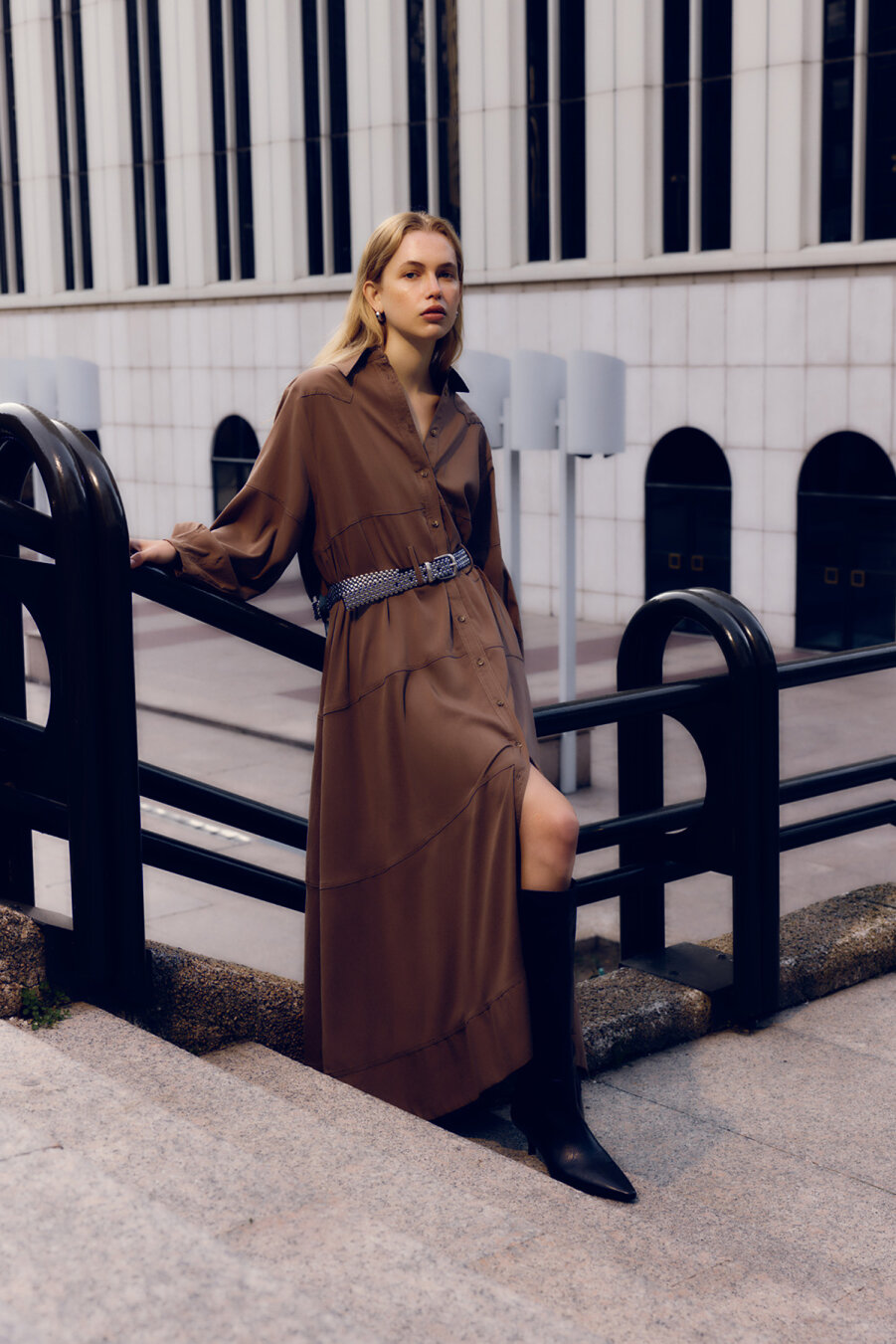Brown Shirt Dress - 1