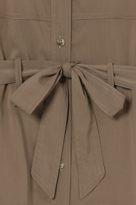 Brown Shirt Dress - 6