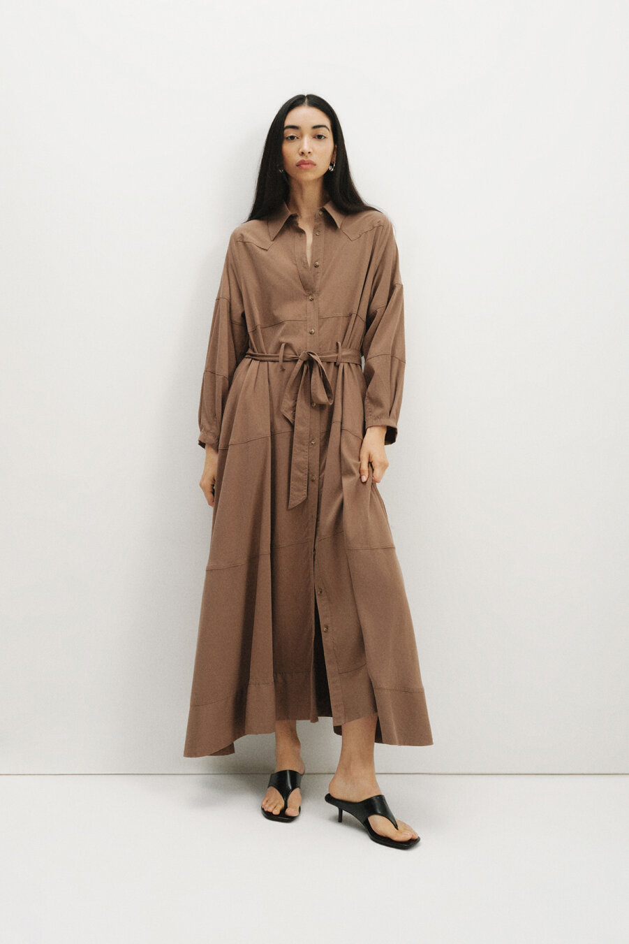 Brown Shirt Dress - 2