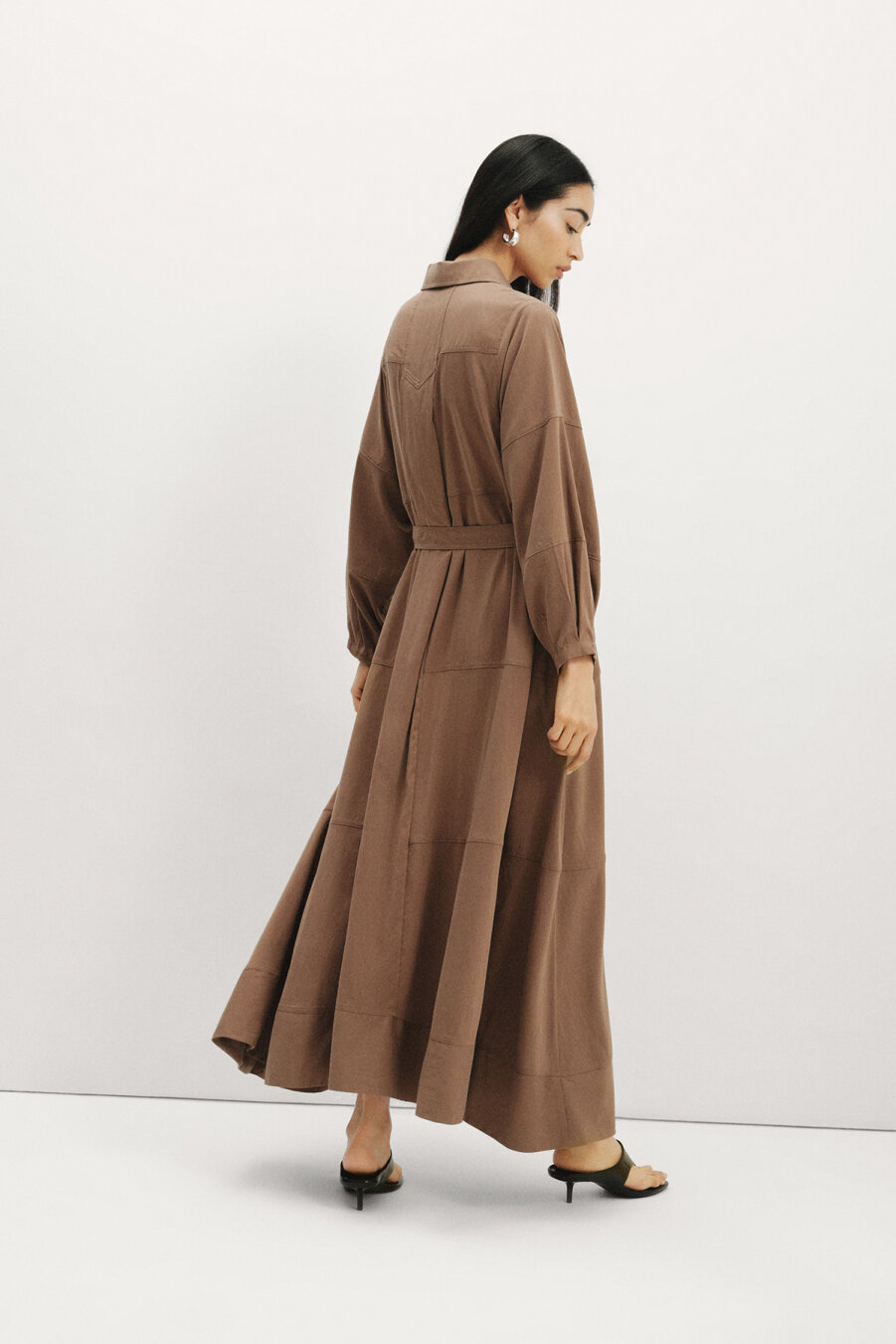 Brown Shirt Dress - 7
