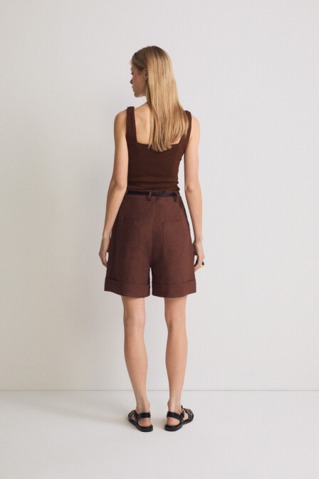 Brown Sleeveless Crop Top - 5