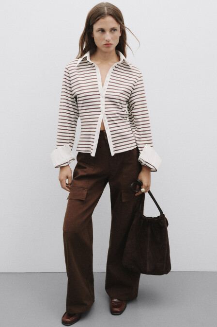 Brown Striped Fit Shirt - 3