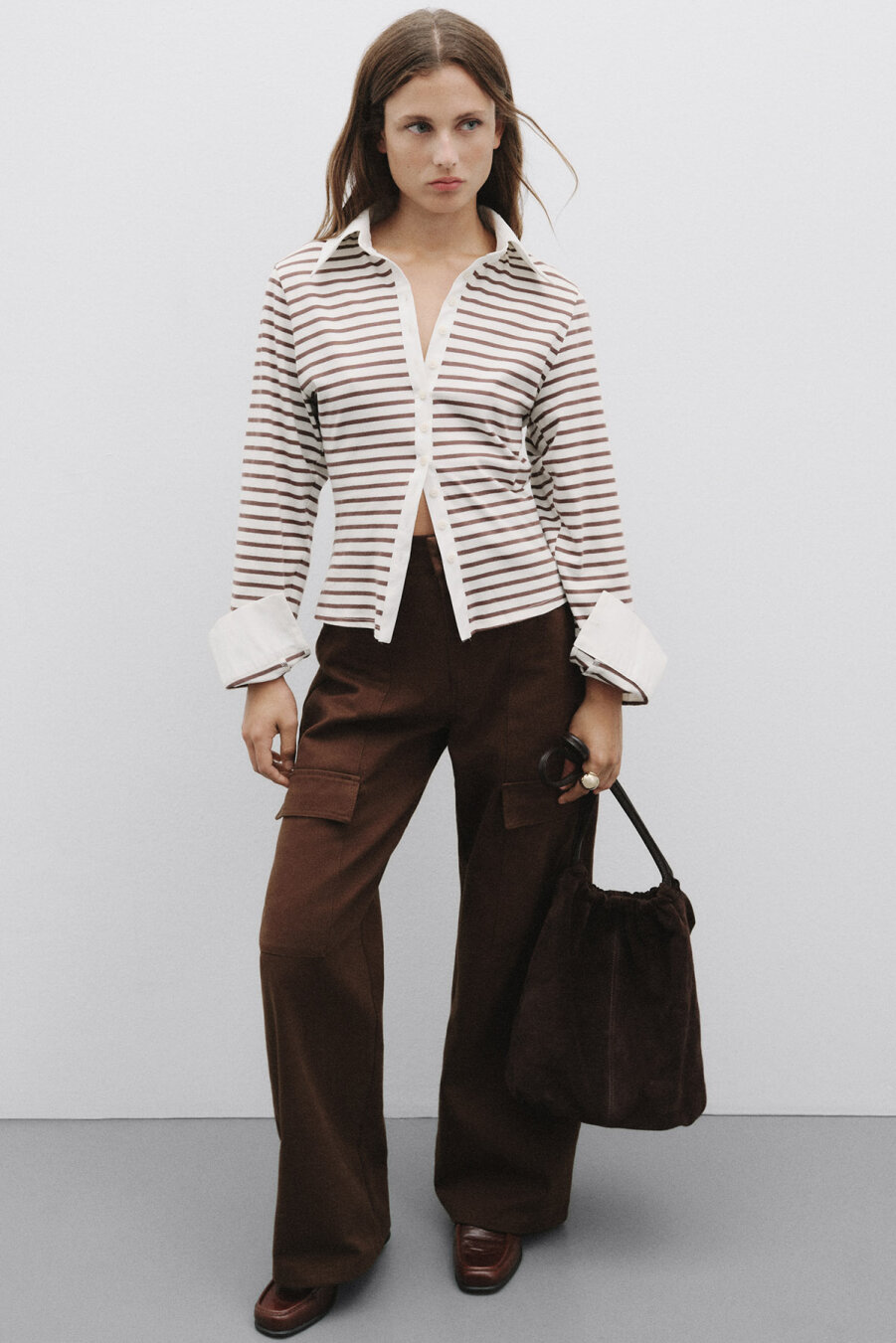 Brown Striped Fit Shirt - 3