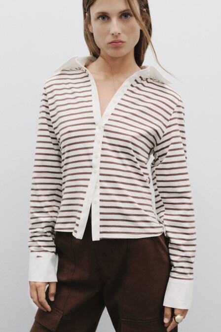 Brown Striped Fit Shirt - 2