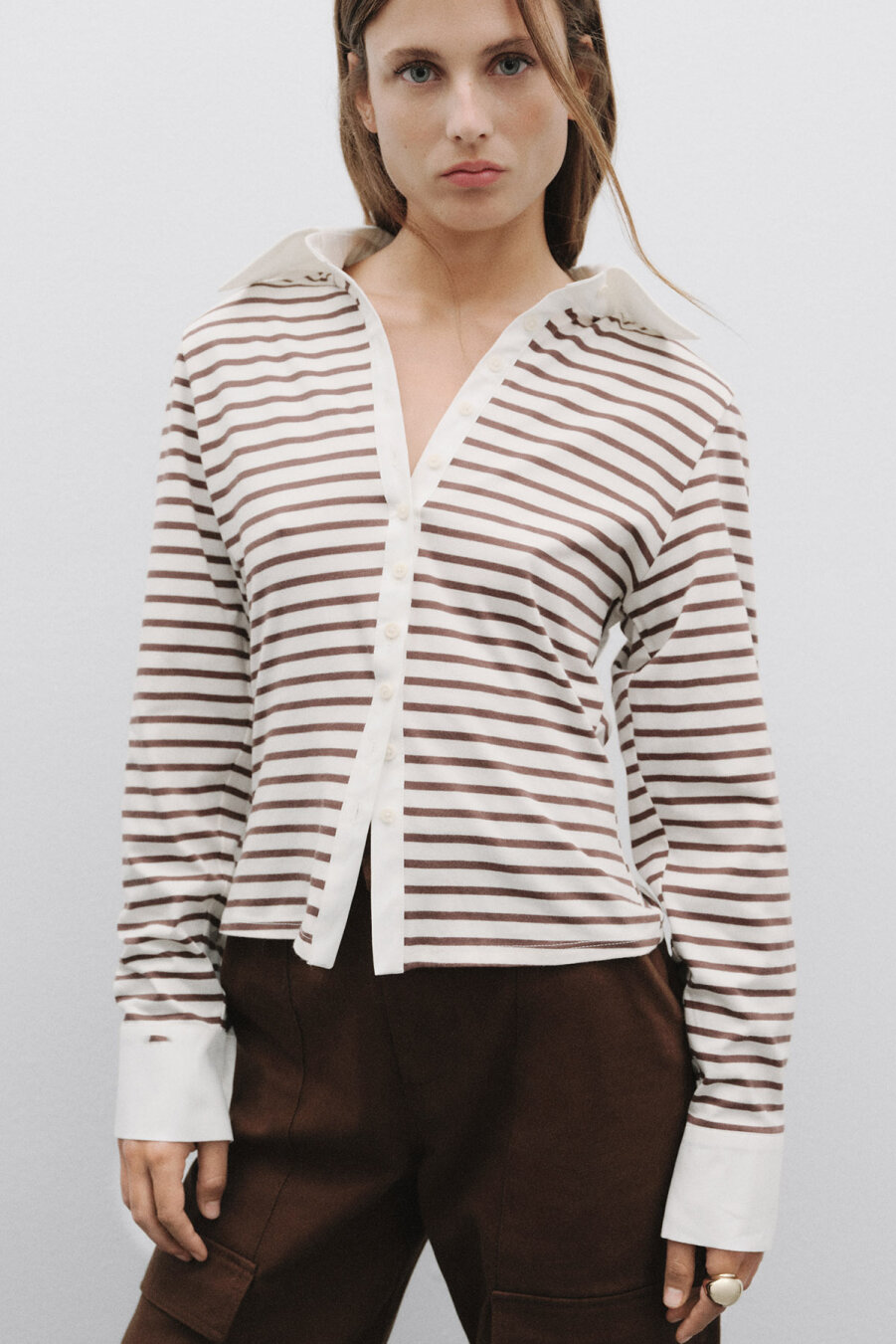 Brown Striped Fit Shirt - 2