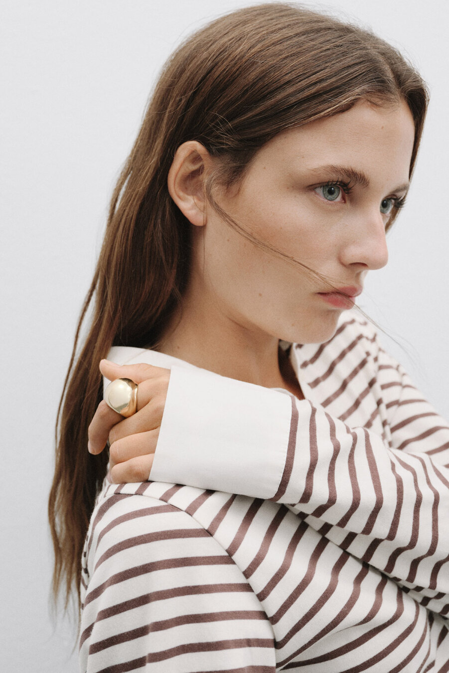 Brown Striped Fit Shirt - 1