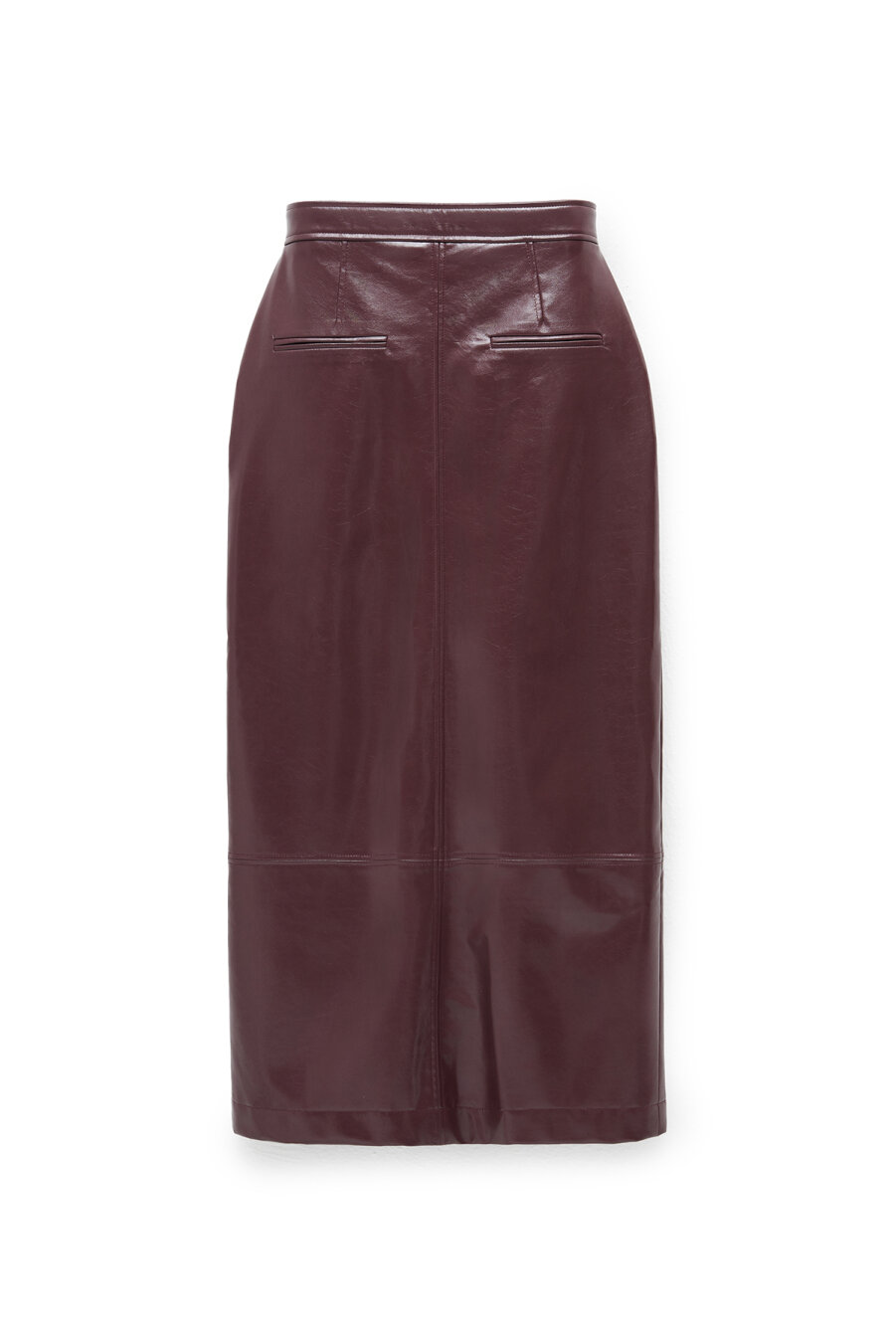 Burgundy Leather Skirt with Slits - 8