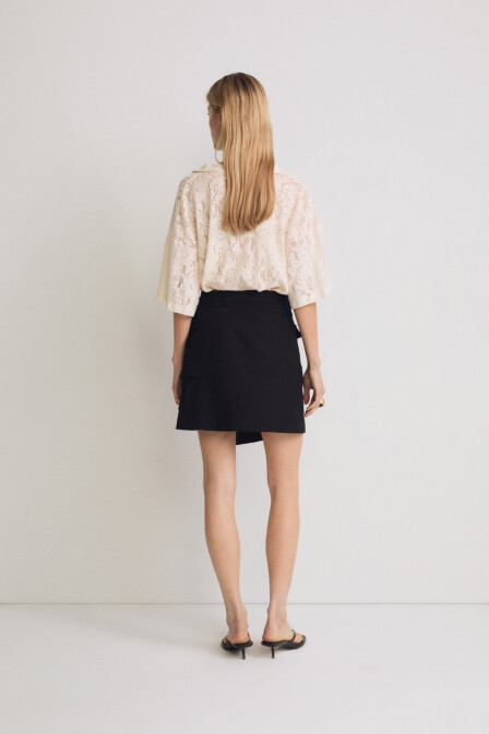 Buttoned Front Mini Skirt - 3