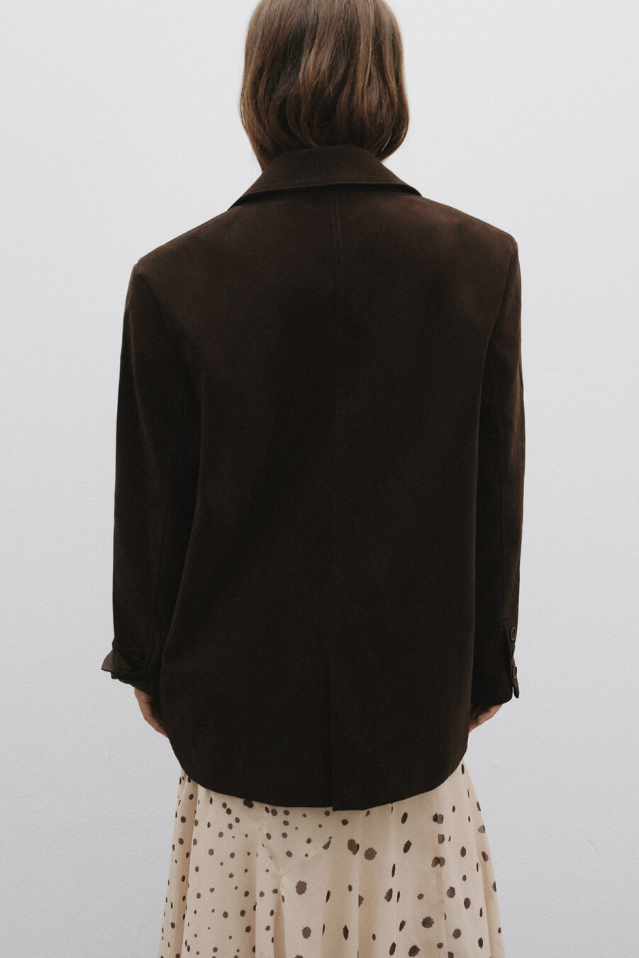 Chocolate Brown Suede Blazer Jacket - 2