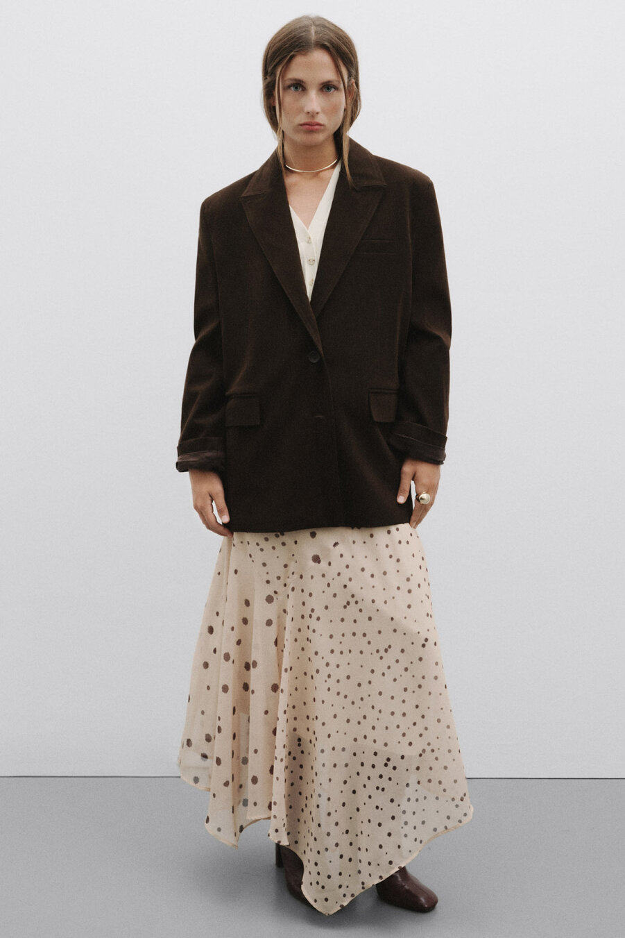Chocolate Brown Suede Blazer Jacket - 3