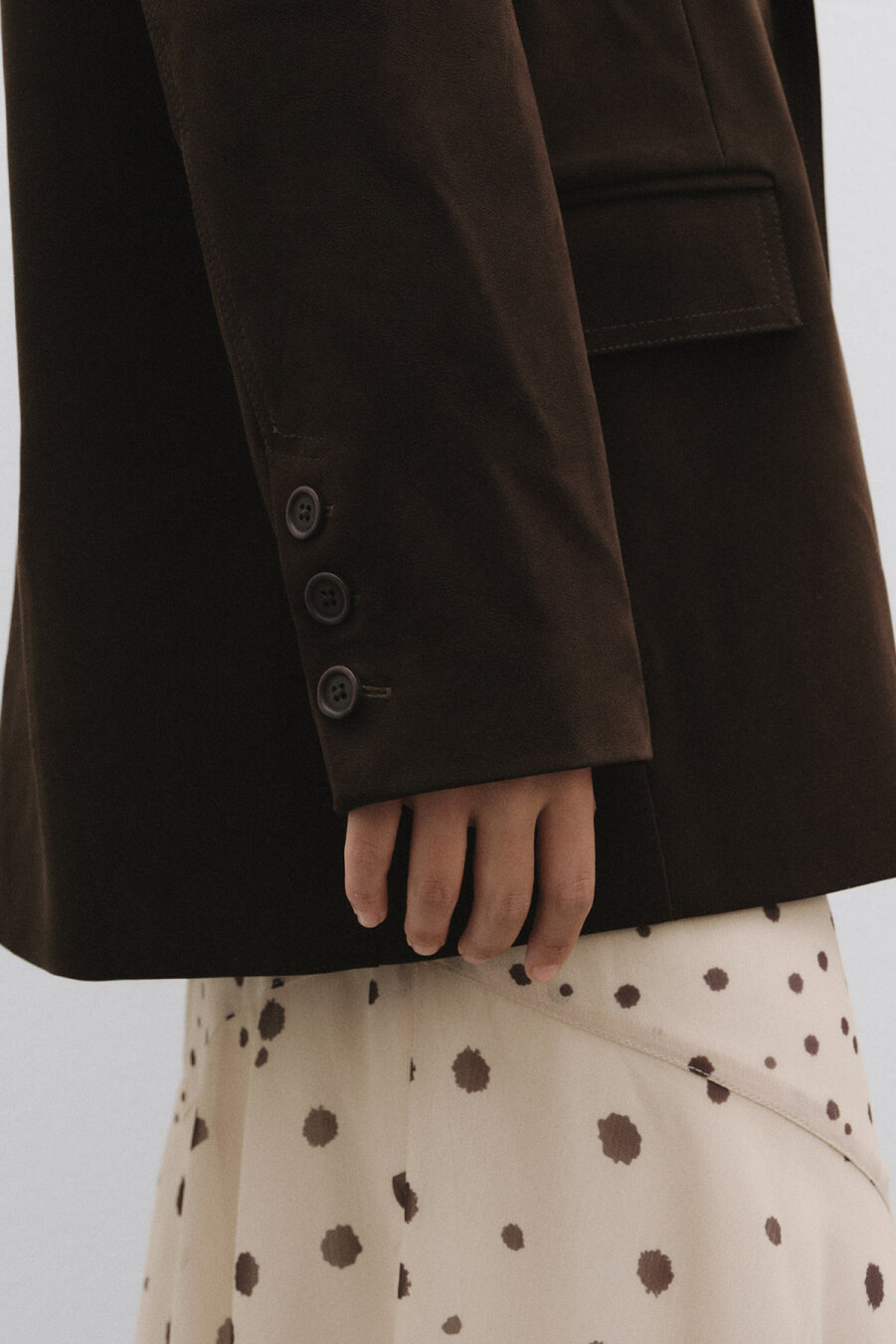 Chocolate Brown Suede Blazer Jacket - 4