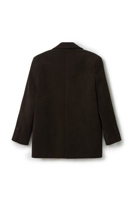 Chocolate Brown Suede Blazer Jacket - 6