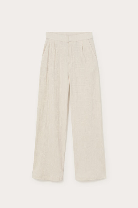Cloe Ecru Textured Trousers - 2