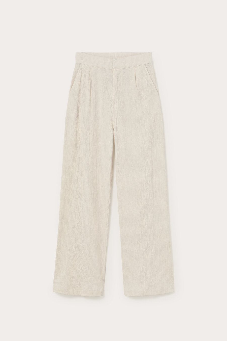 Cloe Ecru Textured Trousers - 2